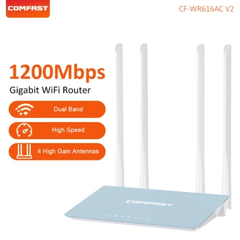 COMFAST 홈 와이파이 라우터, 무선 라우터 증폭기, WPS 4 고이득 안테나 리피터, 확장기 CF-WR616ACV2, 1200Mbps, 2.4G, 5.8GHz