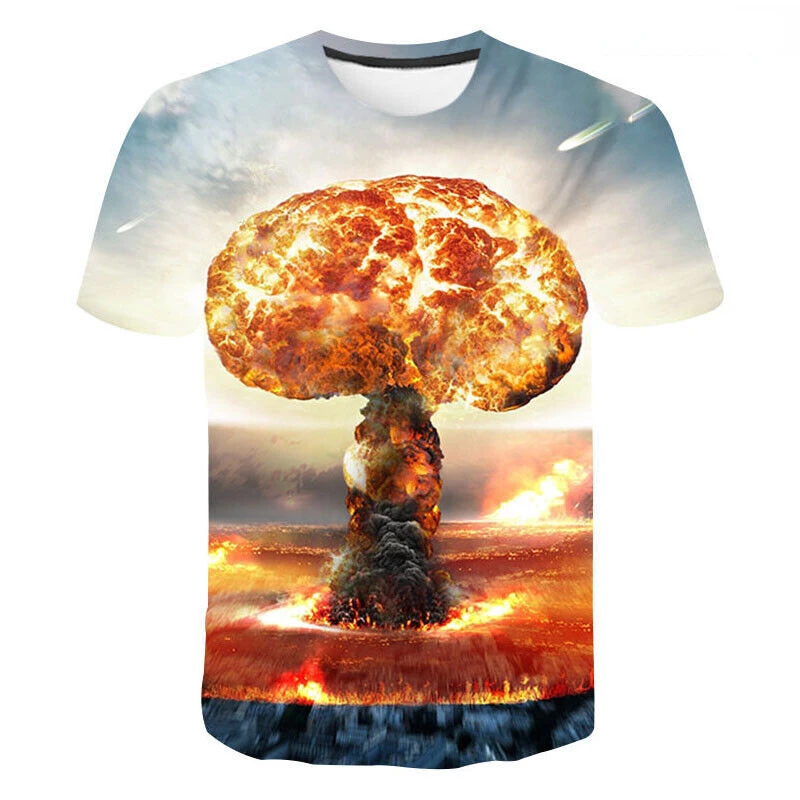 

Summer Tough Guy Personality Men'S T-Shirt Mushroom Cloud 3d Printed Short Sleeve Trend Hip Hop Loose O Neck Quality Top 6xl