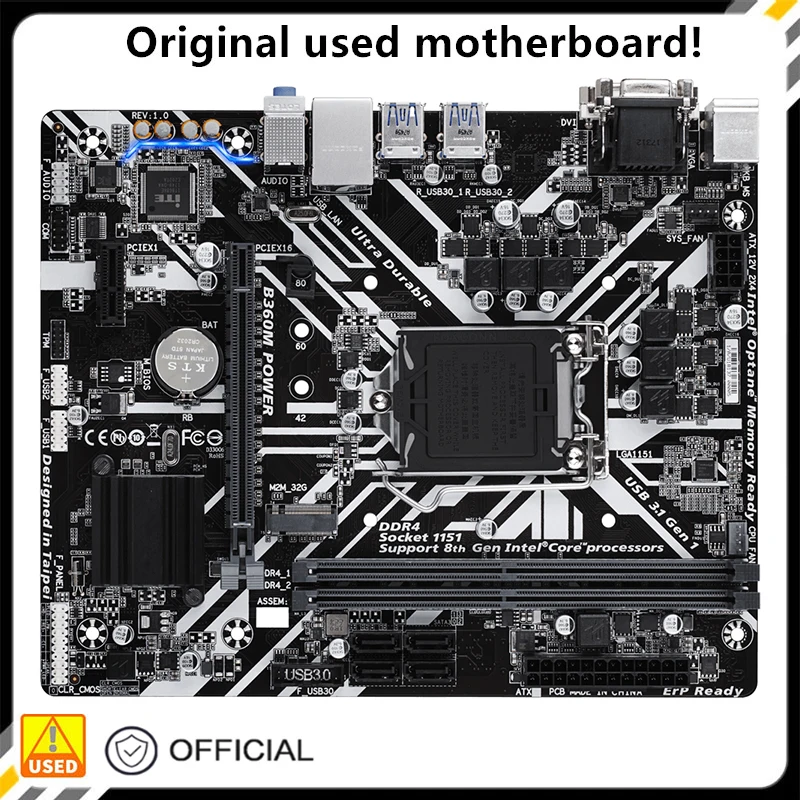 

For B360M POWER Original Used Desktop Intel B360 32GB DDR4 Motherboard LGA 1151 i7/i5/i3 USB3.0 SATA3