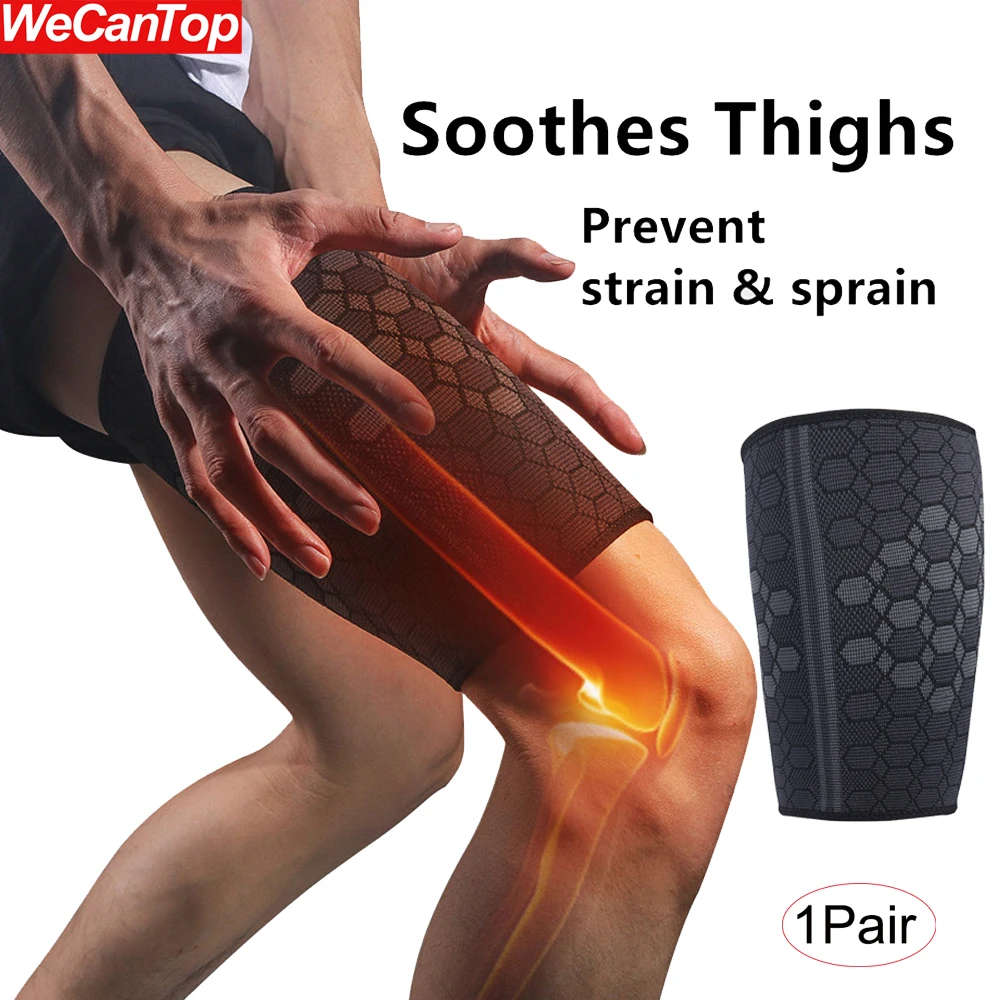 

1Pair Thigh Hamstring Compression Sleeve for Quad & Groin Pain Relief & Recovery - Thigh Brace & Wraps Great for Running,Injury