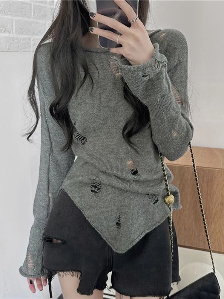 Jmprs Harajuku Hole Knitted Sweater Women Streetwear Sexy Hollow Out Long Sleeve Jumpers Retro American Irregular Lady Slim Tops
Jmprs Harajuku Hole Knitted Sweater Women Streetwear Sexy Hollow Out Long Sleeve Jumpers Retro American Irregular Lady Slim Tops