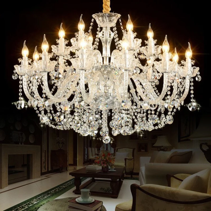 

AiPaiTe European Style LED Crystal Chandelier for Living Room, Study Room Home Decoration, Height Adjustable Ceiling Chandelier
