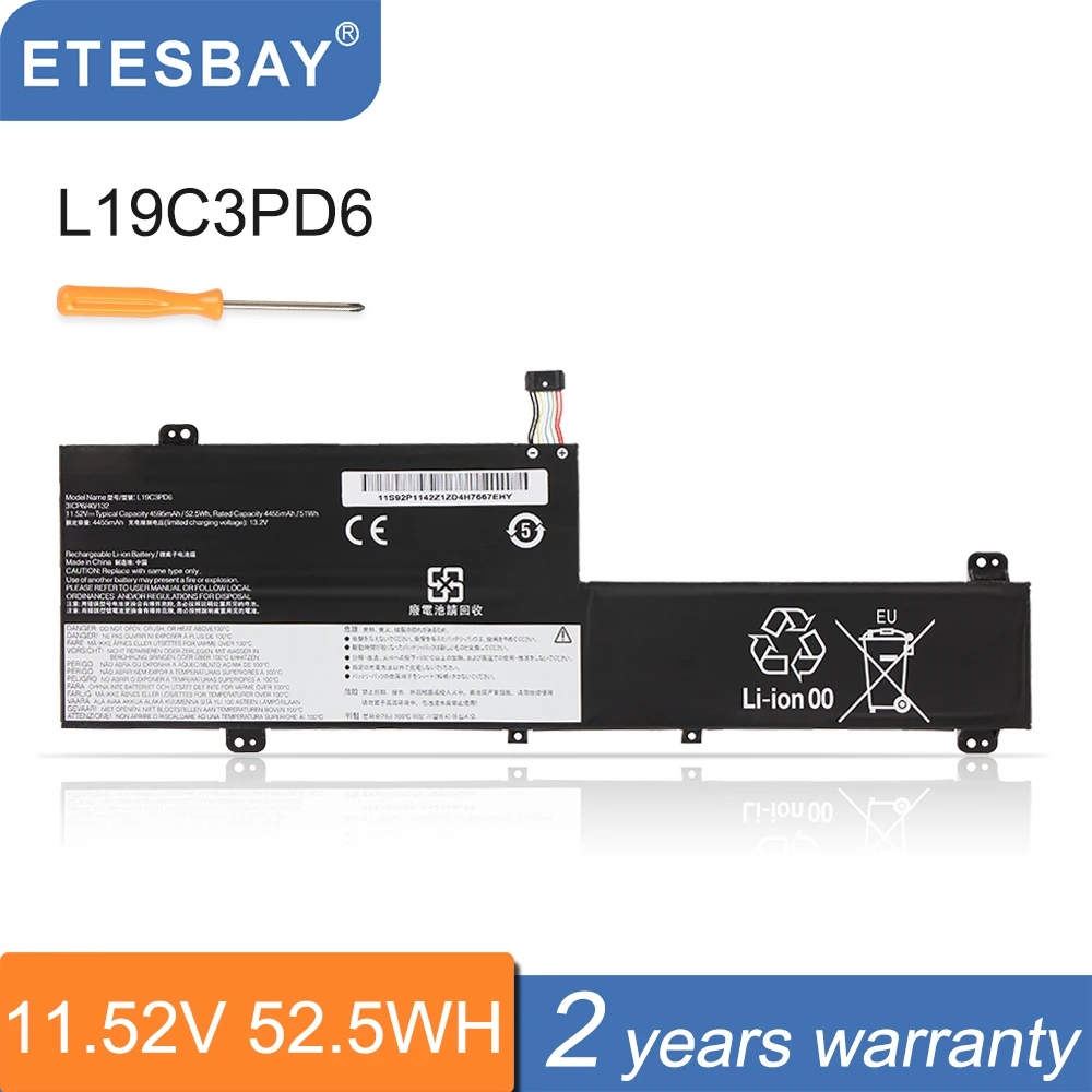 

ETESBAY L19M3PD6 L19C3PD6 11.52V 52.5WH Laptop Battery For Lenovo Ideapad Flex 5-14IIL05 5-14ITL05 5-14ARE05 5-14ALC05 5-15IIL05