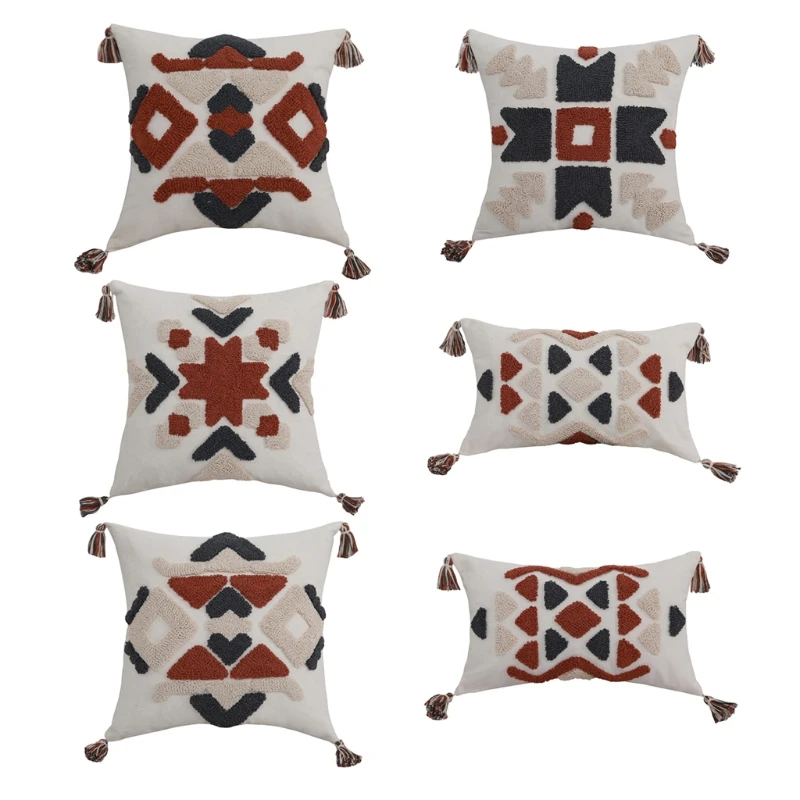 Boho Geometric Tufted Throw Pillow for Case with Multicolor Tassel American Farmhouse Woven Embroidery Decorative Cushion Cover
Boho Geometric Tufted Throw Pillow for Case with Multicolor Tassel American Farmhouse Woven Embroidery Decorative Cushion Cover