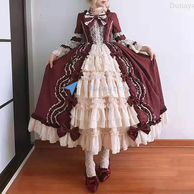 

Kwaii Lolita Dress Sweet Long Sleeve Vintage Plus Size Dresses Cute Ruffle Dress Elegent Princess Anime Maid Cosplay Costume