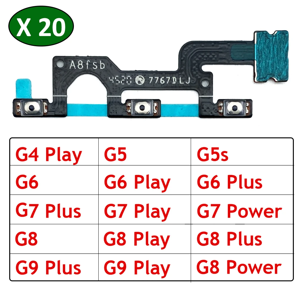 

20Pcs Original Volume Button Power Switch On Off Button Flex Cable For Motorola Moto G4 G5 G5s G6 G7 G8 G9 Plus Play Power Lite