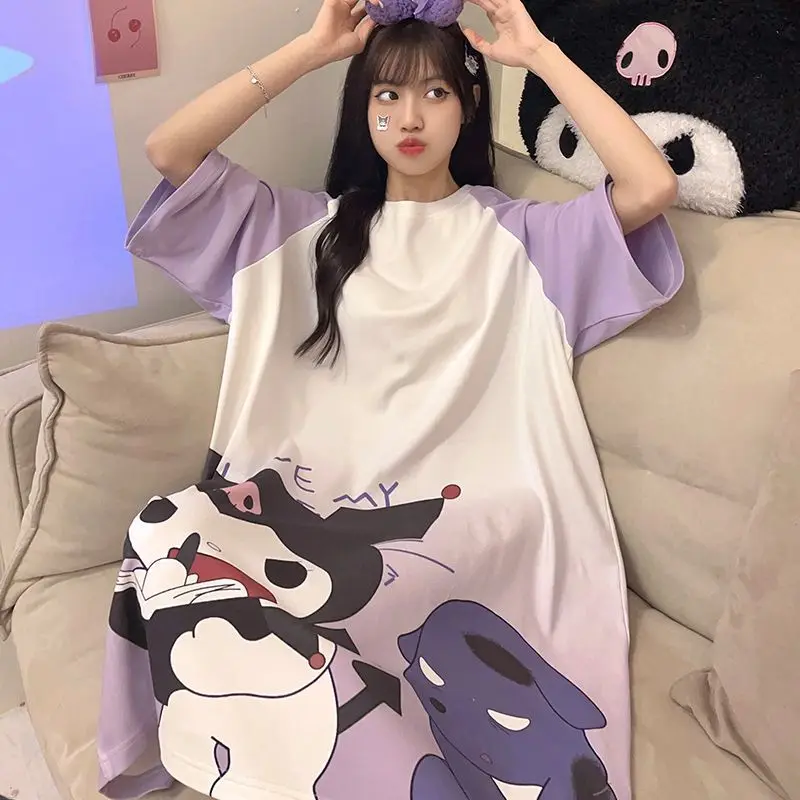 Sanrio Kuromi Cotton Nightdress Cinnamoroll Summer New Cartoon Cute Round Collar Short Sleeve Long Can Be Worn Outside The Home
Sanrio Kuromi Cotton Nightdress Cinnamoroll Summer New Cartoon Cute Round Collar Short Sleeve Long Can Be Worn Outside The Home