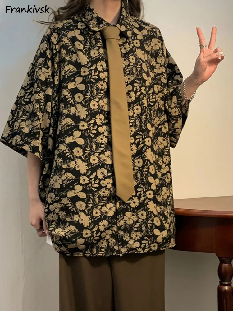 Shirts Women Floral Vintage Slouchy Japanese Style Half Sleeve High Street Fashion All-match Temperament Clothing Daily Summer
Shirts Women Floral Vintage Slouchy Japanese Style Half Sleeve High Street Fashion All-match Temperament Clothing Daily Summer