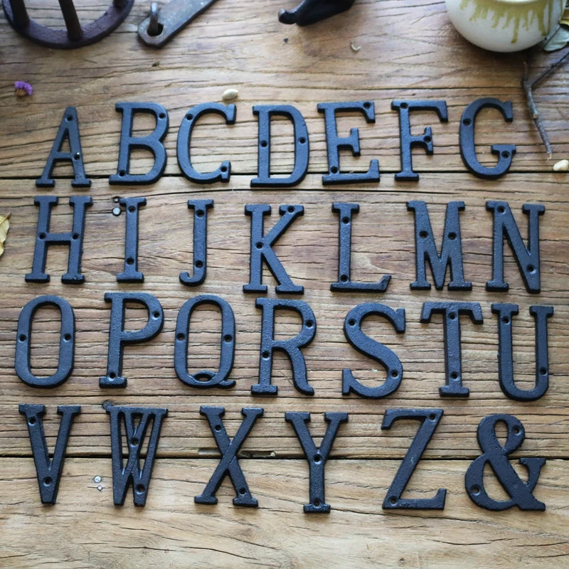 

European cast iron, 26 English alphabet, iron art, three-dimensional, retro decoration, courtyard, home, wall decoration