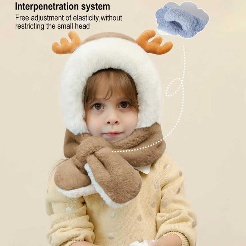 Winter Children's Hat Scarf Baby Cartoon Elk Ear Windproof Warm Plush Hat Autumn Infant Cute Scarf Integrated Baby Accessories
Winter Children's Hat Scarf Baby Cartoon Elk Ear Windproof Warm Plush Hat Autumn Infant Cute Scarf Integrated Baby Accessories