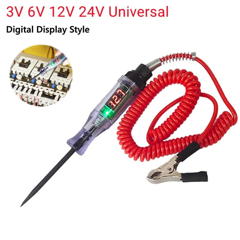 6V 12V 24V DC Car Truck Voltage Circuit Tester Digital Display Long Probe Pen Light Bulb Automobile Diagnostic Tools Auto Repair 
6V 12V 24V DC Car Truck Voltage Circuit Tester Digital Display Long Probe Pen Light Bulb Automobile Diagnostic Tools Auto Repair