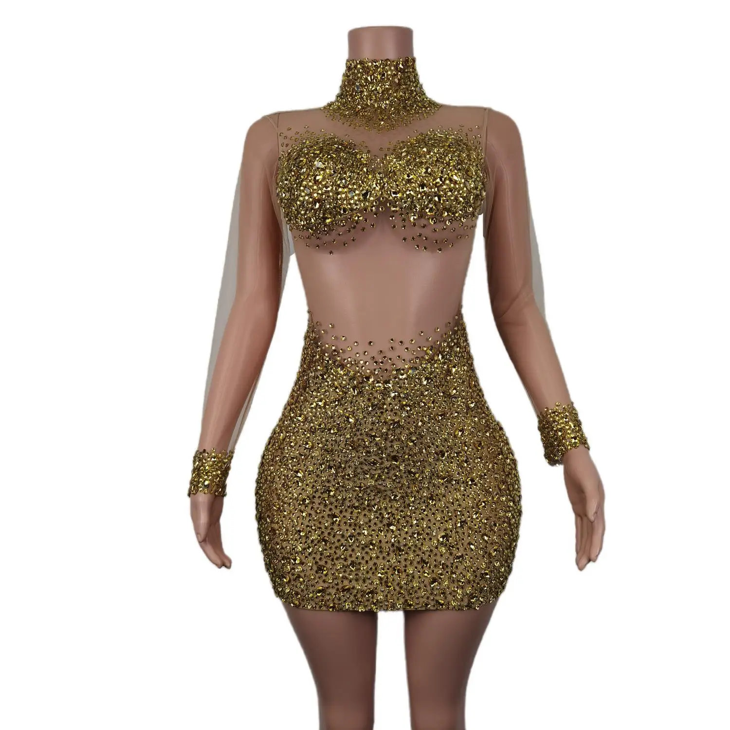 Luxury Rhinestones Short Dress Sexy Mesh See Through Crystals Party Celebriate Dress Performance Show Stage Wear Wangshazuan
Luxury Rhinestones Short Dress Sexy Mesh See Through Crystals Party Celebriate Dress Performance Show Stage Wear Wangshazuan