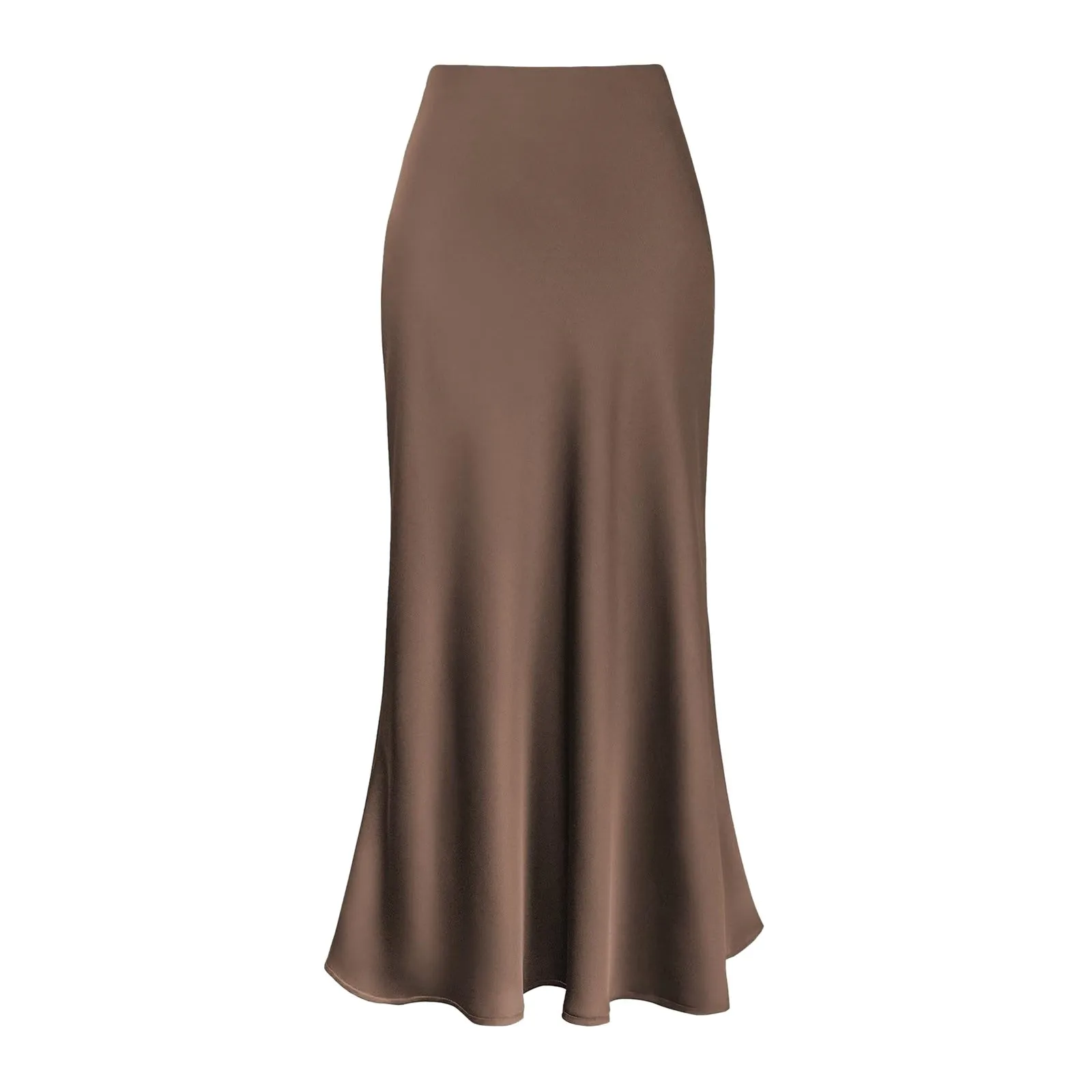 

Женская атласная юбка с запахом, элегантная длинная офисная юбка-трапеция средней длины с эластичной высокой талией и оборками для работы