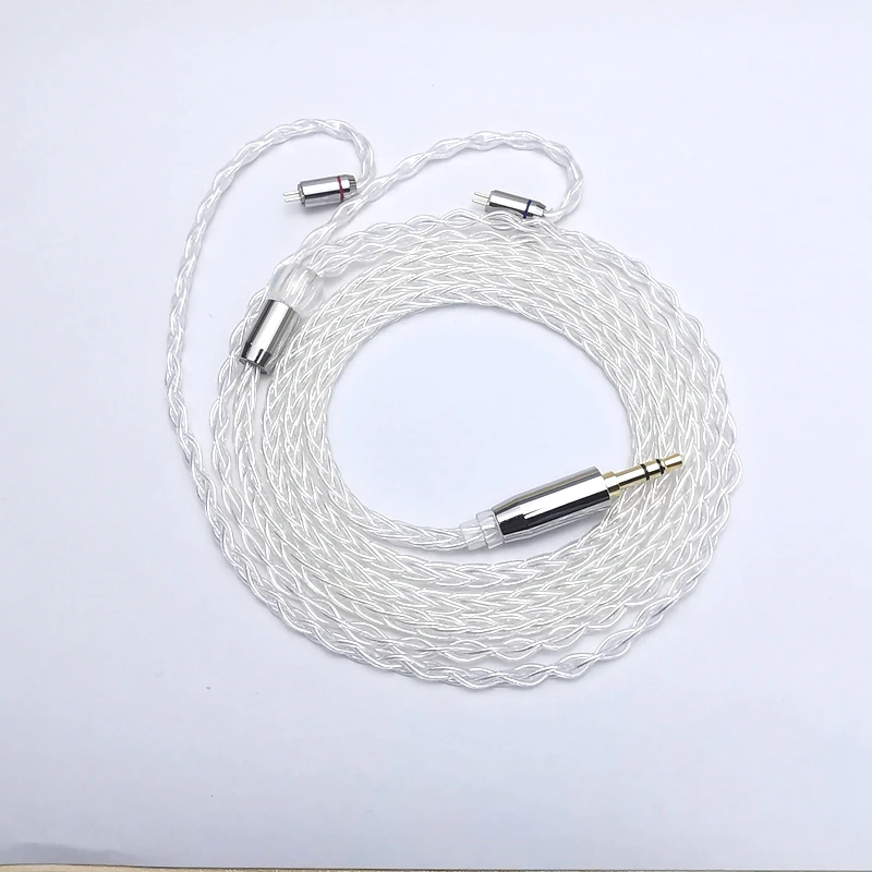 

New 8 Core Pure Silver Earphone Upgrade Cable Balanced Wire 2.5/3.5/4.4MM Plug With MMCX/2PIN/QDC for TIN\TFZ Headsets