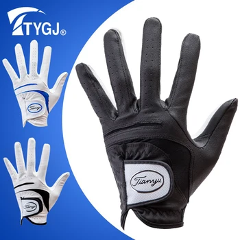 Luvas de Golfe Masculinas de Pele de Cordeiro: Conforto, Respirabilidade e Durabilidade 4 TTYGJ Black Golf Gloves for Men Golf Accessories One Pc Pair Left Hand Right Hand Soft Breathable Sheepskin With Leather