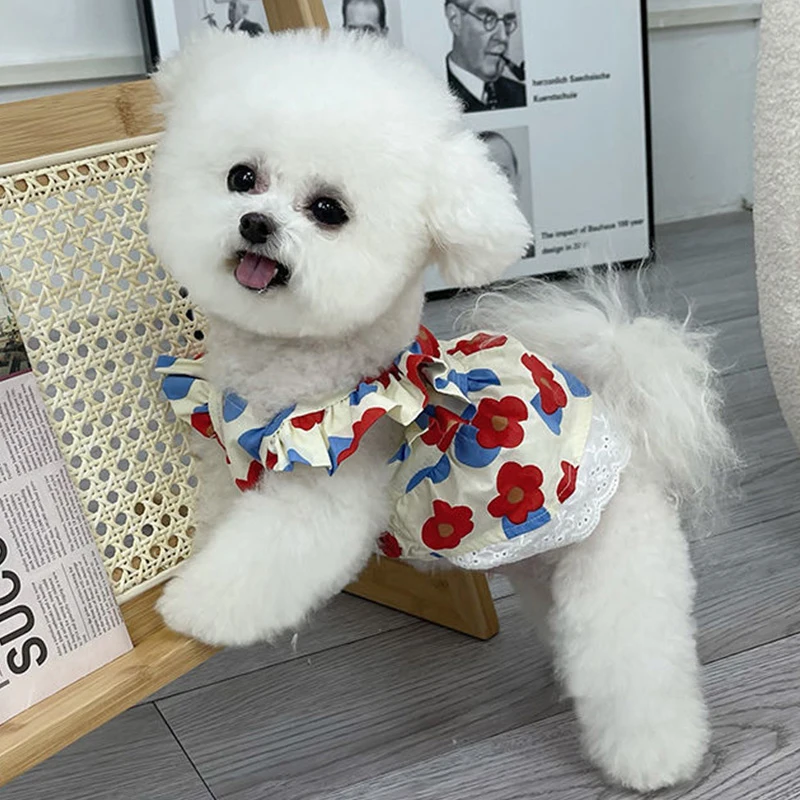 Dog Cotton Dress - Dog Princess Style Floral Skirt Dog Cotton Dress - Dog Princess Style Floral Skirt