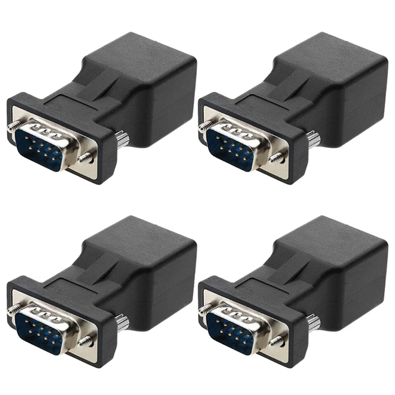 

4 Pack VGA Extender Male To RJ45 CAT5 CAT6 20M Network Cable Adapter COM Port To LAN Ethernet Port Converter