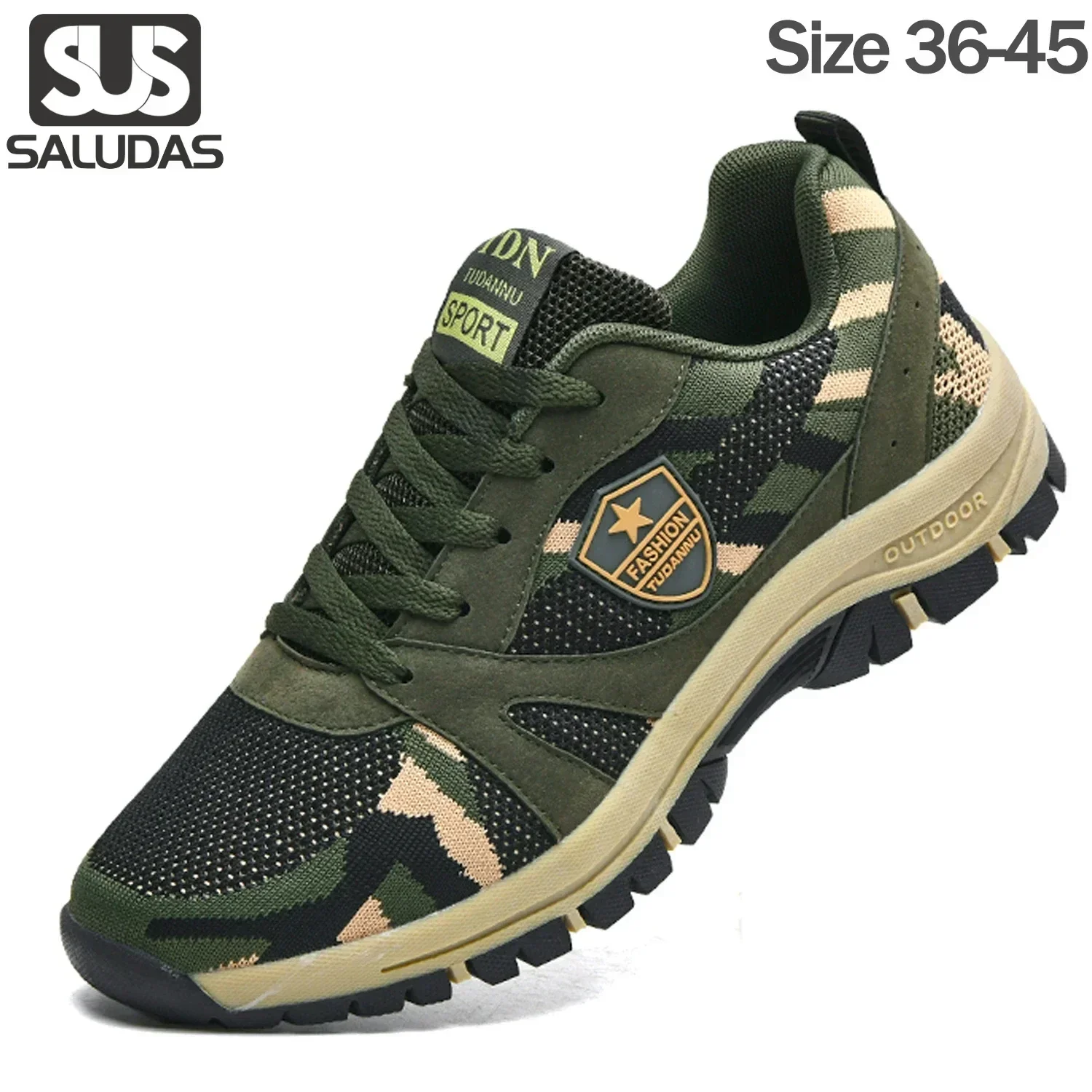 

SALUDAS Men's Hiking Shoes Camouflage Mesh Breathable Hiking Shoes Jungle Adventure Camping Mountaineering Cross-Country Shoes