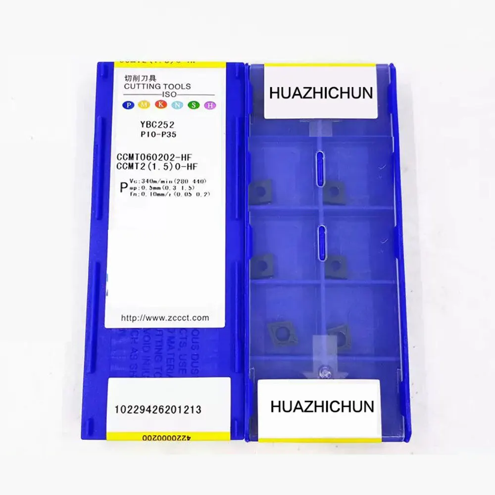 

HUAZHICHUN CCMT060202-HF YBC252 карбидные вставки для токарных режущих инструментов с ЧПУ