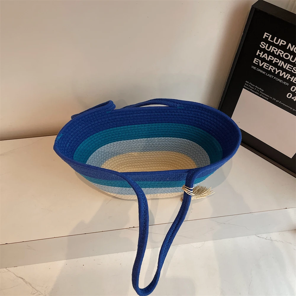 Striped Cotton Rope Tote with Tassel 17 Sa02d09c77cc540b09c35607226dadf48v