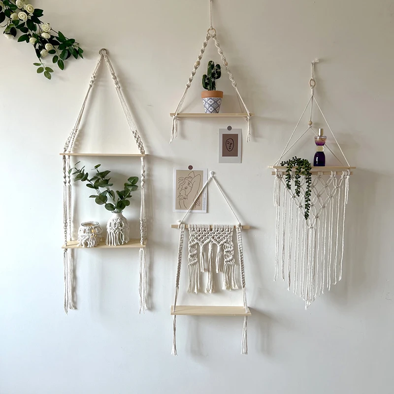 Boho Macrame Wood Wall Hanging Storage Shelf 2 Sa02d6335e54d4a6b8a3d53da59208183B
