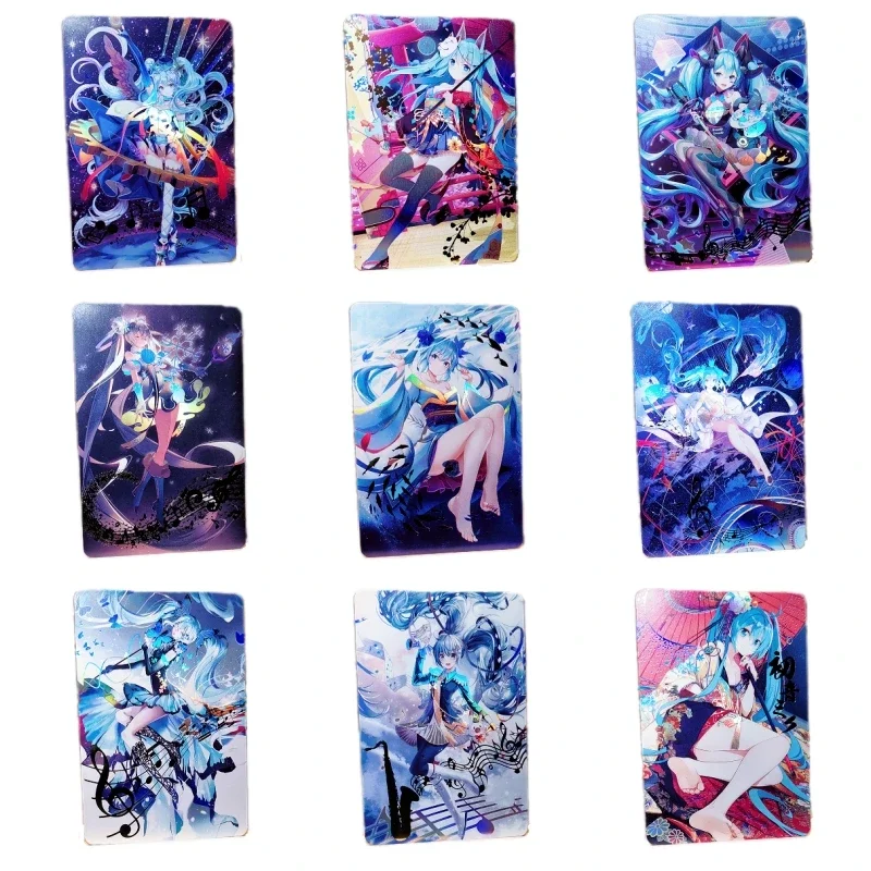 

9pcs/set ACG Girl Hatsune Miku Refraction Flash Card Animation Characters Anime Classics Game Collection Cards Toy Gift