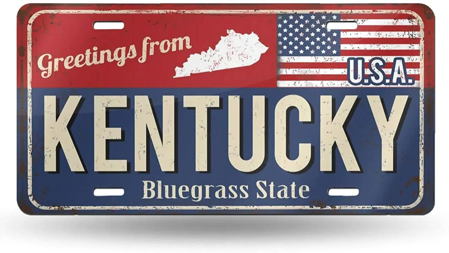 Greetings from Kentucky Vintage Rusty Metal Sign with American Flag Antique Novelty Aluminum Vehicle License Plate Front Auto
Greetings from Kentucky Vintage Rusty Metal Sign with American Flag Antique Novelty Aluminum Vehicle License Plate Front Auto