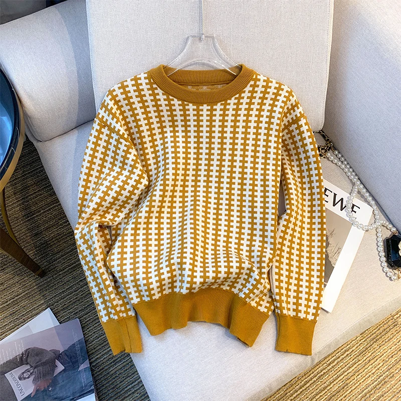 New Arrival Autumn Korean Style Women Loose Casual O-neck Long Sleeve Pullover All-matched Knitted Vintage Print Sweater V968
New Arrival Autumn Korean Style Women Loose Casual O-neck Long Sleeve Pullover All-matched Knitted Vintage Print Sweater V968