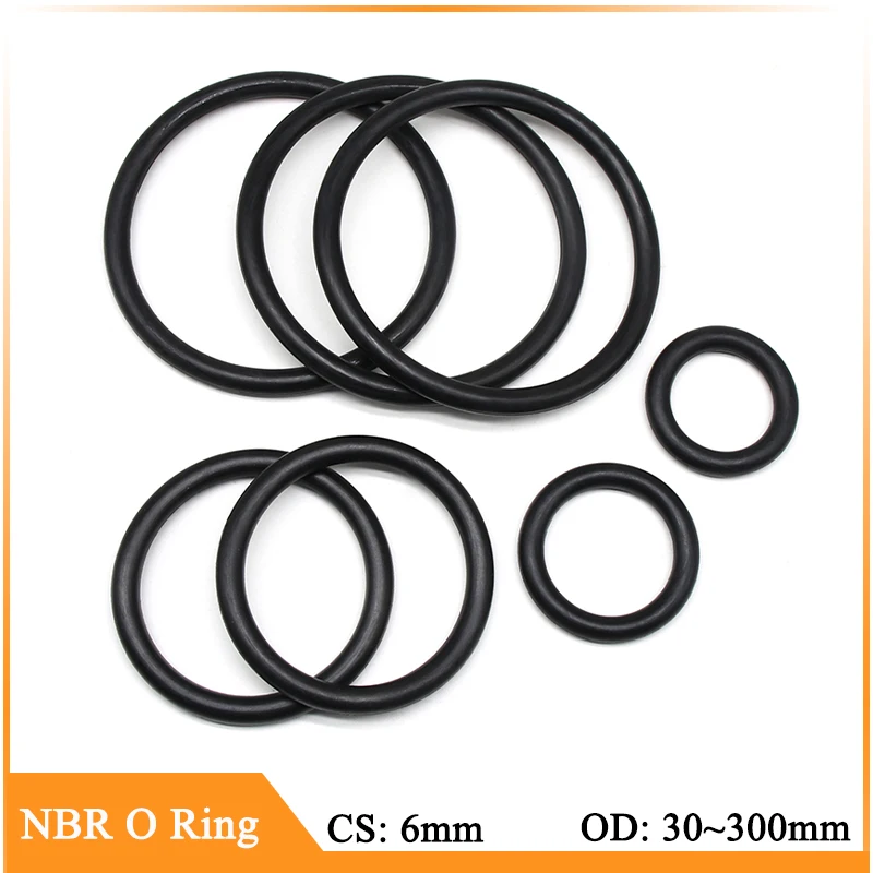 5/10Pcs NBR O Ring Seal Gasket Thickness CS 6mm OD 30~300mm Nitrile Butadiene Rubber Spacer Oil Resistance Washer Round Black 
5/10Pcs NBR O Ring Seal Gasket Thickness CS 6mm OD 30~300mm Nitrile Butadiene Rubber Spacer Oil Resistance Washer Round Black