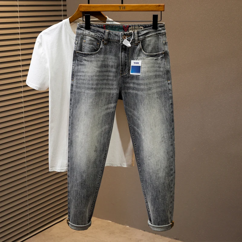 Spring and Summer Oversized Jeans Men's Street Fashion All-Match High-End Simple Leisure Washed-out Slim Fit plus Size Long 
Spring and Summer Oversized Jeans Men's Street Fashion All-Match High-End Simple Leisure Washed-out Slim Fit plus Size Long