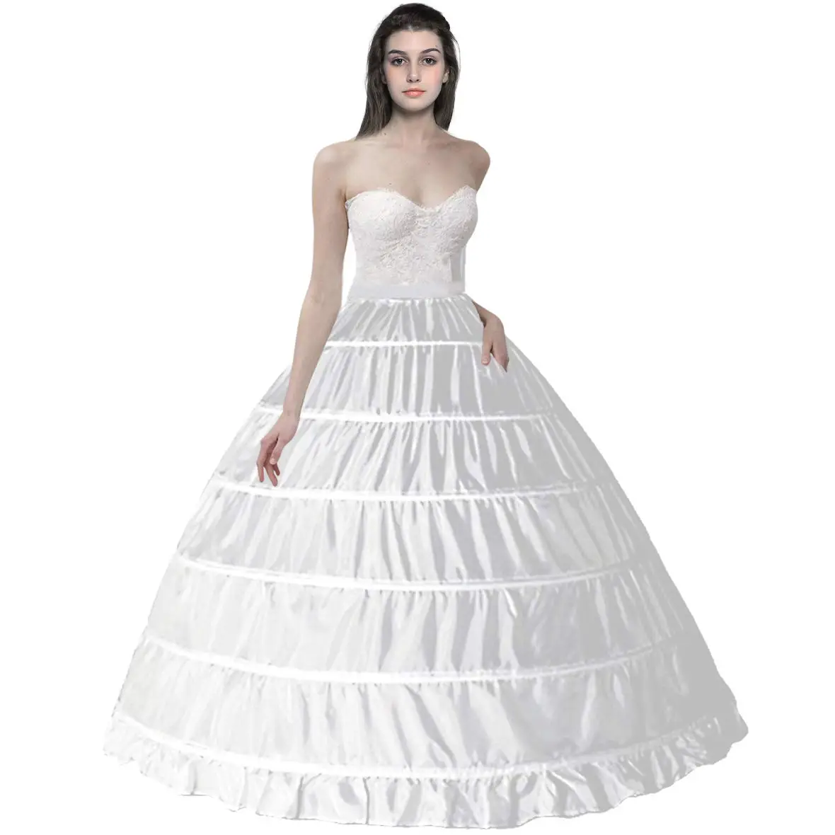 

Crinoline Petticoat 6 Hoop Ball Gown Skirt Slips Long Underskirt for Wedding Bridal Dress