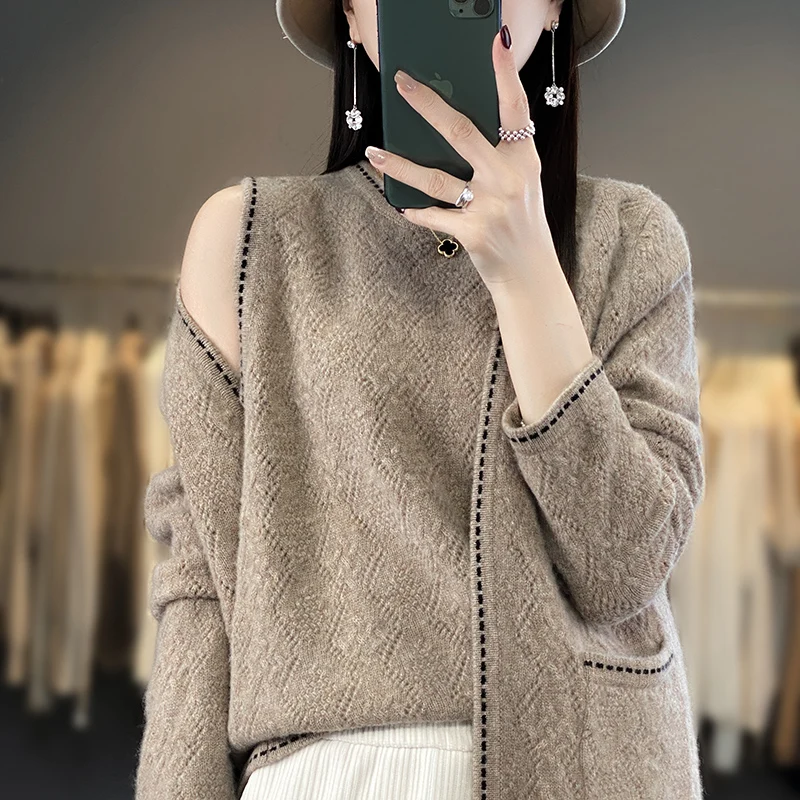 100% Pure Wool Two-piece Women's Clothing Cardigan Top Autumn and Winter Warm Knit Set Fashion Korean Casual Tank top T-shirt
100% Pure Wool Two-piece Women's Clothing Cardigan Top Autumn and Winter Warm Knit Set Fashion Korean Casual Tank top T-shirt
