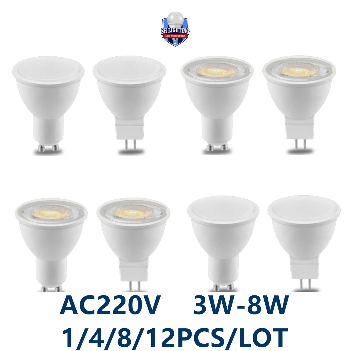 

1-12pc LED spotlight GU10 MR16 GU5.3 AC220V 3W-8W warm white light replacement 50W 100W halogen lamp suitable for kitchen
