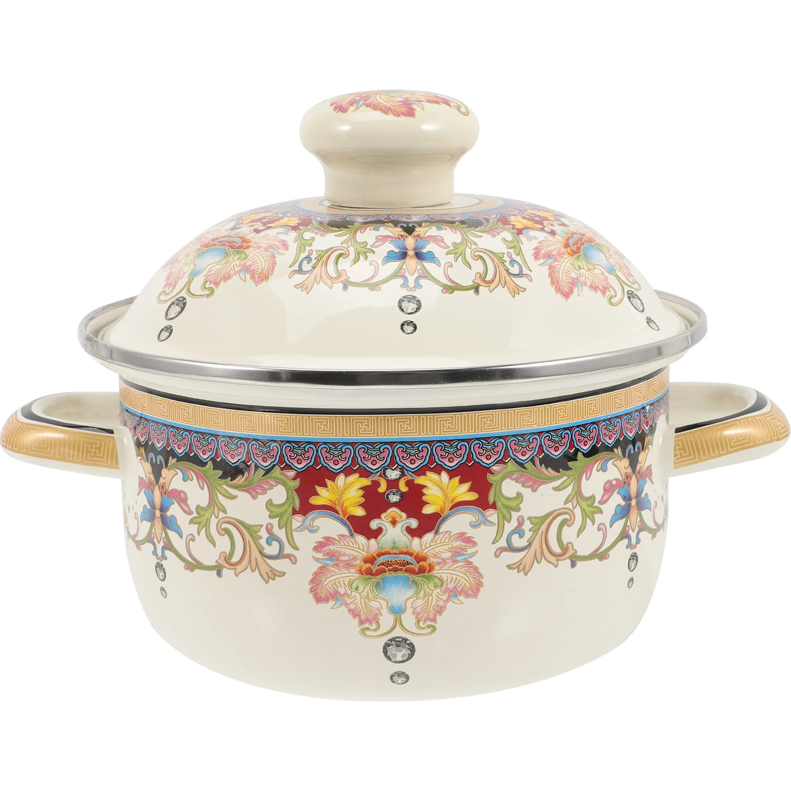 Household Vintage Flower Enamel Stockpot with Lid Thicken Stockpots for Cooking
Household Vintage Flower Enamel Stockpot with Lid Thicken Stockpots for Cooking