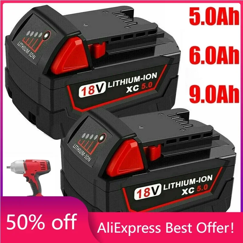 

Original 18V 9.0Ah Replacement Lithium Ion Battery for Milwaukee M18 Power Tool Batteries 48-11-1815 48-11-1850 48-11-1860 Z50