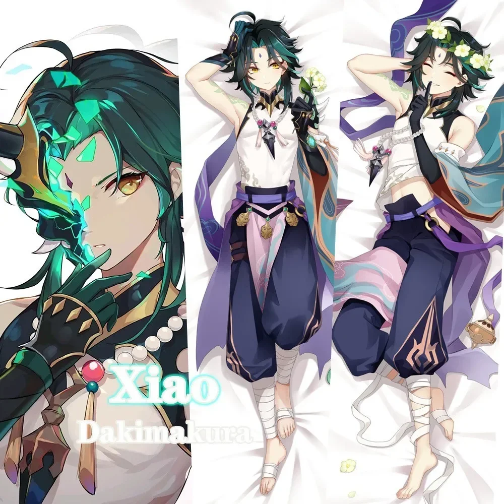 

Подушка Dakimakura Genshin Impact XIAO с изображением героев мультфильма, обнимающая Подушка, искусственное аниме, постельное белье Otaku, наволочки