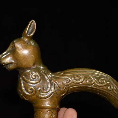 Ранняя латунь, чистая медь, голова зодиака, кроличья костыль, украшения на голову 13 см в длину и 3 см в ширину.
