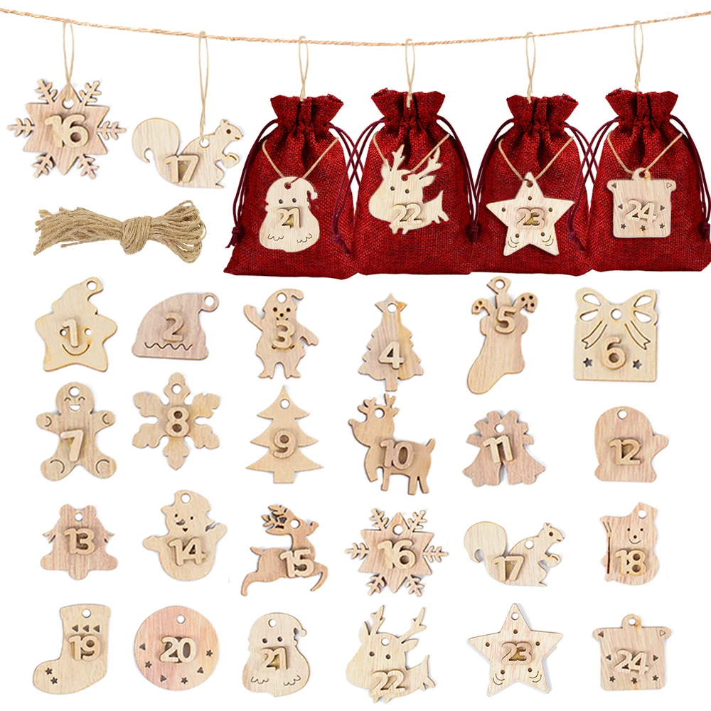 24pcs Christmas Advent Calendar Wooden Pendant 1-24 Numbers Countdown Wood Chips Xmas Tree Hanging Ornament New Year Gift Decor
24pcs Christmas Advent Calendar Wooden Pendant 1-24 Numbers Countdown Wood Chips Xmas Tree Hanging Ornament New Year Gift Decor