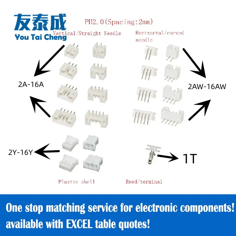 

20Pair JST-PH2.0-2P 3P 4P 5P 6P 7P 8P 9P 10P 11P 12P 13P 14P Vertical, horizontal,Terminal Block,Connector,Rubber Shell, Socket