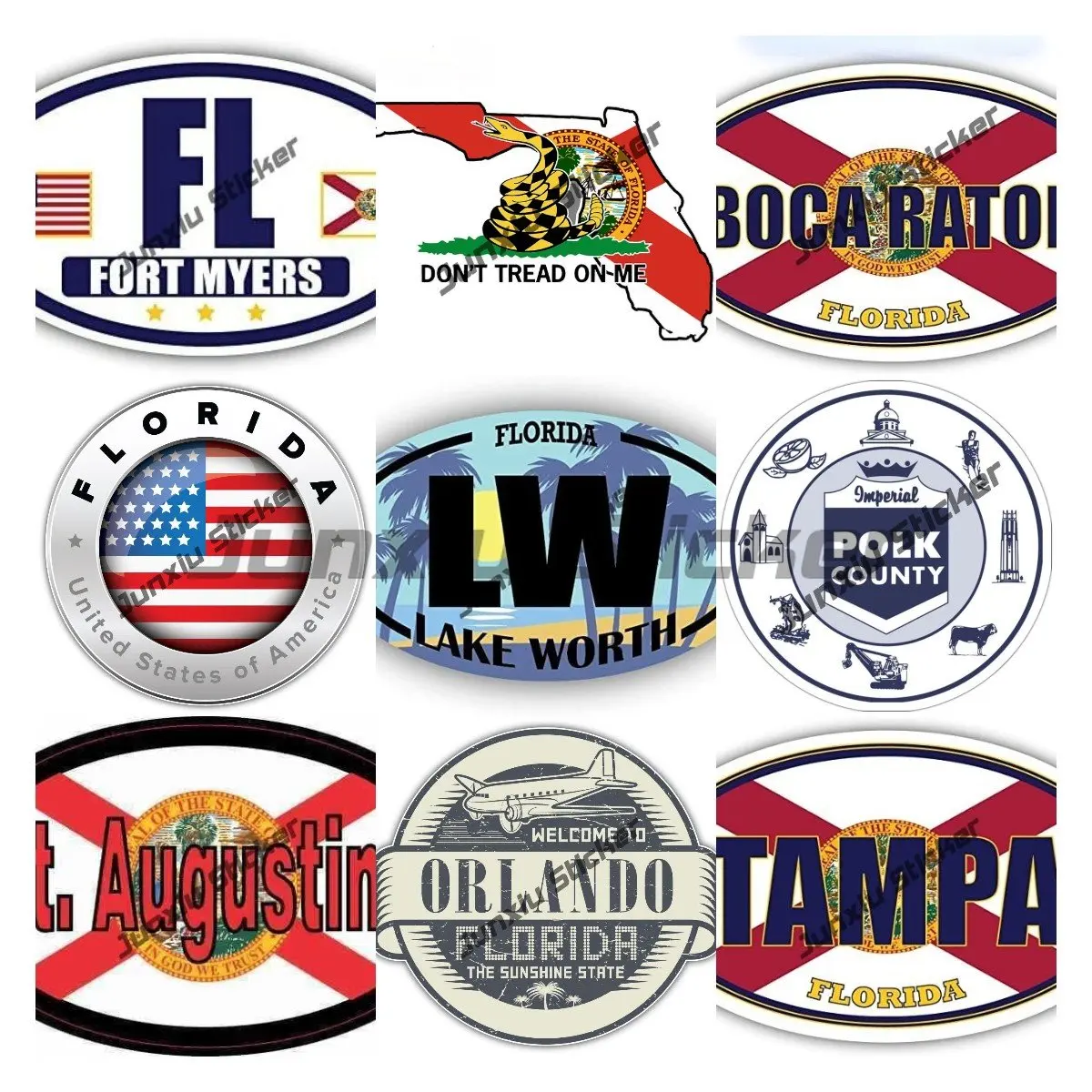 Florida Sticker Florida St.Augustine Orlando Seal of Polk County Florida USA Stickers Cover Scratch Custom Decals Car Decoration
Florida Sticker Florida St.Augustine Orlando Seal of Polk County Florida USA Stickers Cover Scratch Custom Decals Car Decoration