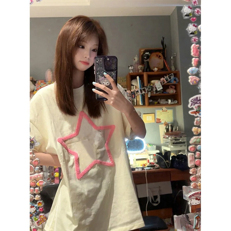 American Star Embroidery Short Sleeve T-shirt Women's Summer Small Design Relaxed Half Sleeve Chic Hong Kong Style Top
American Star Embroidery Short Sleeve T-shirt Women's Summer Small Design Relaxed Half Sleeve Chic Hong Kong Style Top