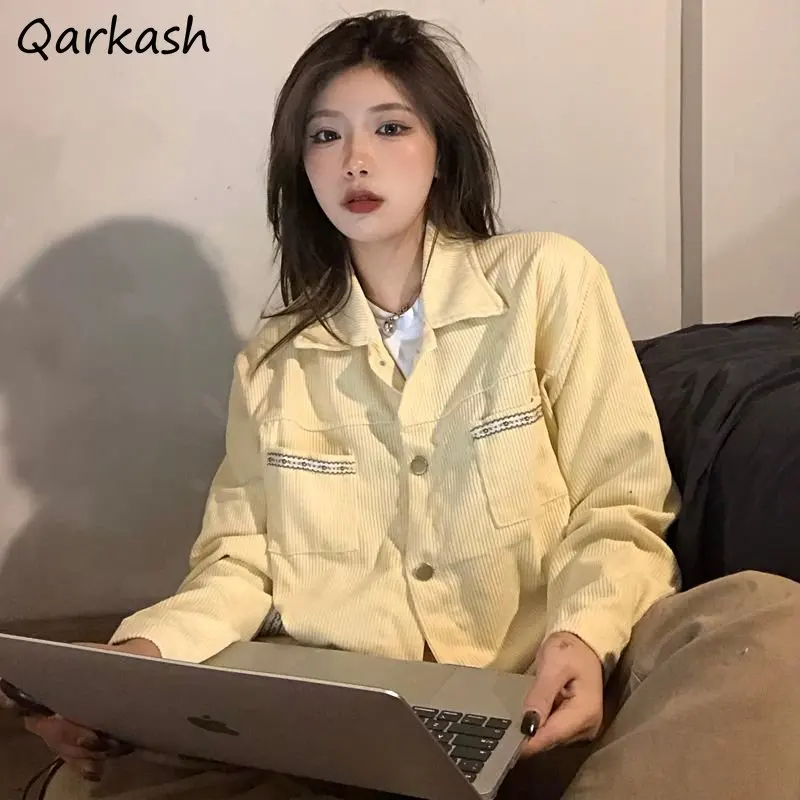 Yellow Corduroy Jackets Women Preppy Japaneses Style Harajuku Autumn Clothing Coats Sweet Elegant Lovely Long Sleeve Retro Mujer
Yellow Corduroy Jackets Women Preppy Japaneses Style Harajuku Autumn Clothing Coats Sweet Elegant Lovely Long Sleeve Retro Mujer