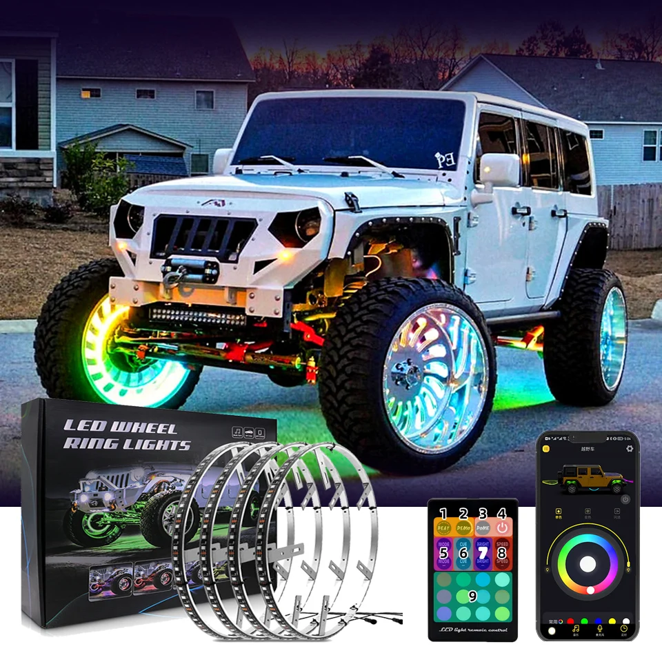 Full Set Professional Colourful Car Wheel Led Hub Light Auto SUV Ambient Styling Lamp with APP Remote Sensing Functions 12-24V
Full Set Professional Colourful Car Wheel Led Hub Light Auto SUV Ambient Styling Lamp with APP Remote Sensing Functions 12-24V