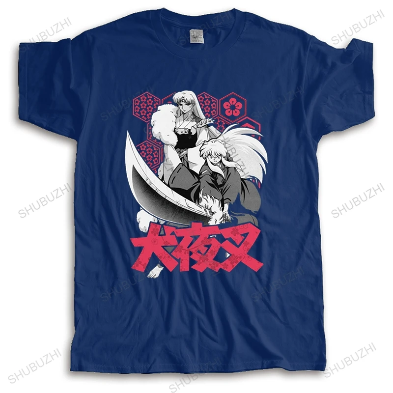 

Модная футболка Inuyasha, Мужская футболка с коротким рукавом из мягкого хлопка, аниме футболка, футболка Sesshoumaru Higurashi Kagome, мультяшная футболка, одежда
