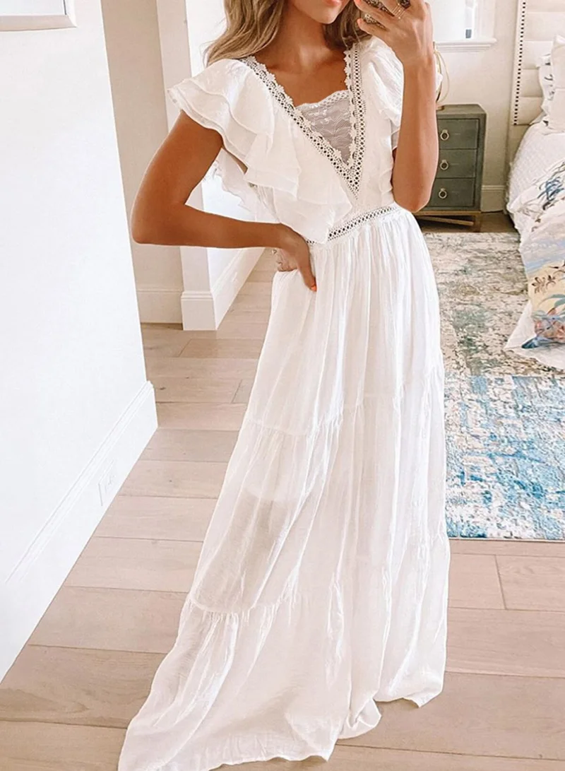 2023 Spring/Summer New Short Sleeve Dress Women Elegant White Short Dress Sleeved Lace V Neck Dress Daily Wear for women
2023 Spring/Summer New Short Sleeve Dress Women Elegant White Short Dress Sleeved Lace V Neck Dress Daily Wear for women