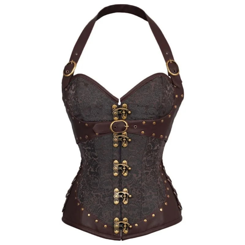Corset Mujer Gothic Steampunk Woman Pirate Costume Sexy Lace Up Top Pu Leather Corset Bustier Brown Punk Corselet Shapewear
Corset Mujer Gothic Steampunk Woman Pirate Costume Sexy Lace Up Top Pu Leather Corset Bustier Brown Punk Corselet Shapewear