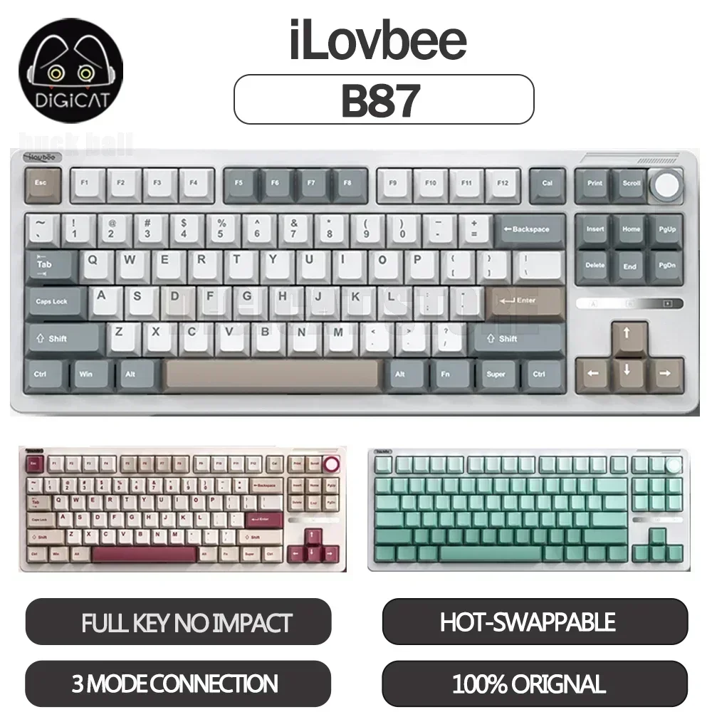 

Ilovbee B87 Mechanical Keyboards 3mode USB/2.4G/Bluetooth Wireless Keyboard RGB Backlit Hot-Swap Gasket Custom Gaming Keyboads