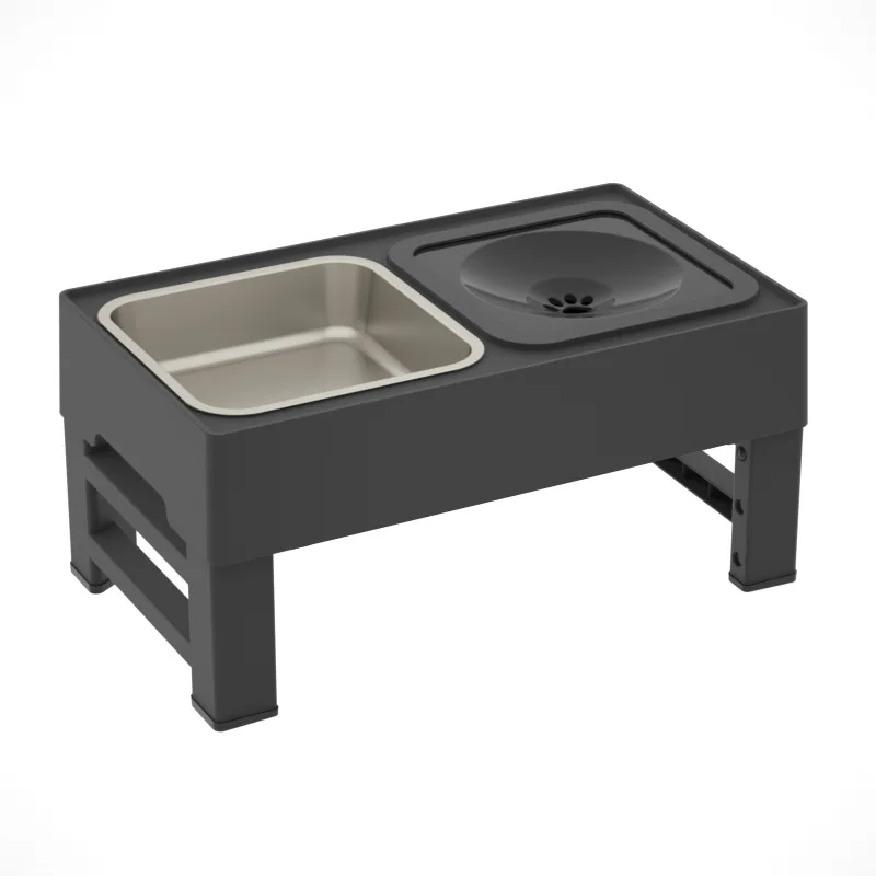 

Pet food stainless steel bowl dog cat water bowl folding table floating bowl drinking non-slip stable modern simple