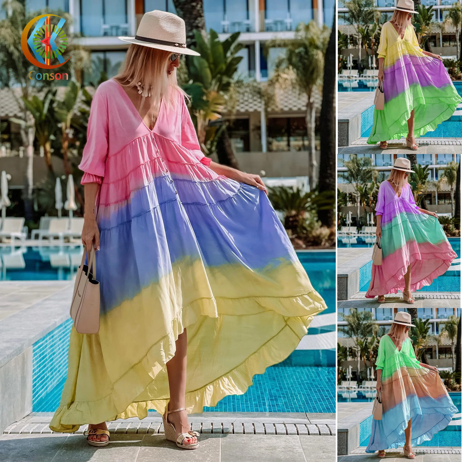 Elegant Printed Lantern Sleeve Beach Dress Women Folded Patchwork Loose Female Dresses 2023 Summer Holiday Robe
Elegant Printed Lantern Sleeve Beach Dress Women Folded Patchwork Loose Female Dresses 2023 Summer Holiday Robe