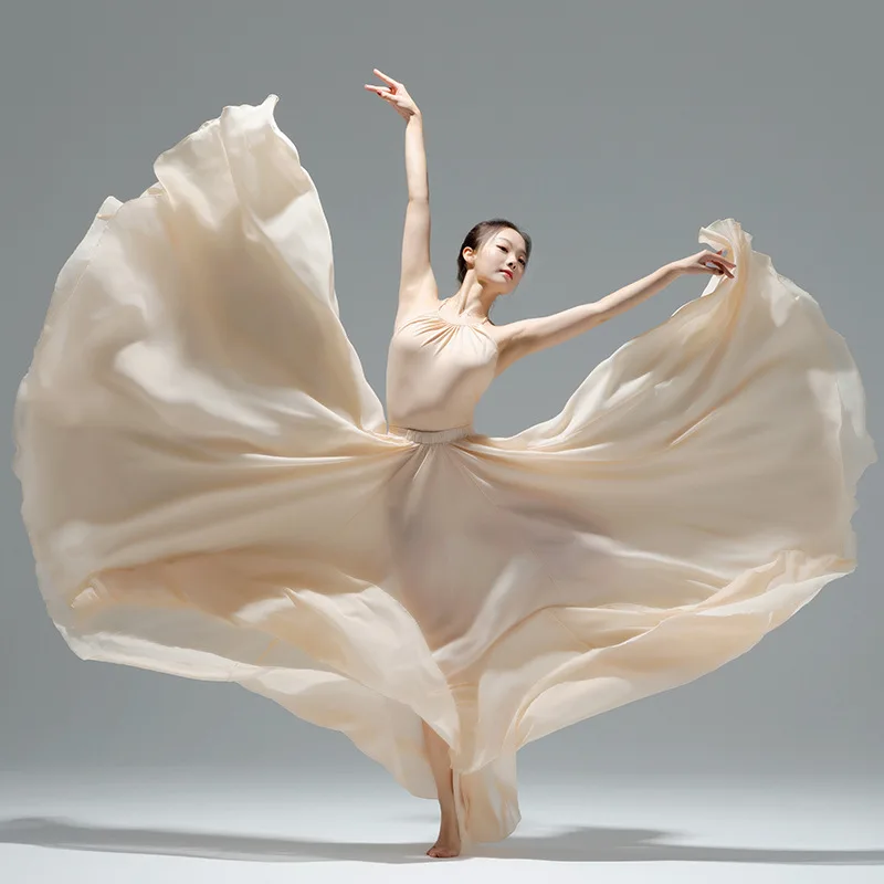 

720 Degree Chiffon Skirt Ballet Dance Women Gypsy Skate Long Skirts Dancer Practice Wear Professional Stage Dance Skirt